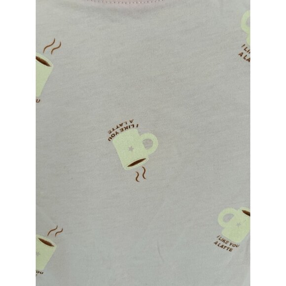 PRIMARK Tee "I Love You A Latte" Pink Crewneck Cotton T-Shirt Size Small - Picture 6 of 7